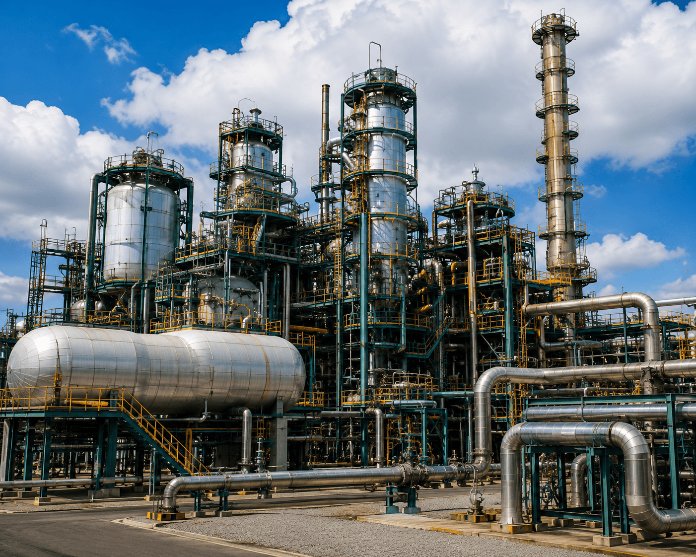 Planta industrial de óleo e gás